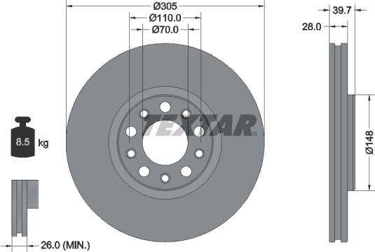 Textar 92293903 - Kočioni disk www.molydon.hr