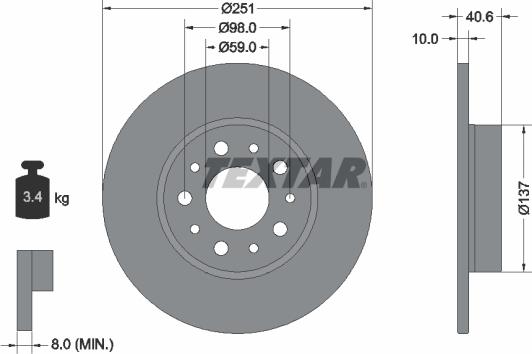 Textar 92244303 - Kočioni disk www.molydon.hr