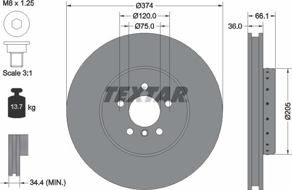 Textar 92266025 - Kočioni disk www.molydon.hr