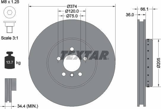 Textar 92266125 - Kočioni disk www.molydon.hr