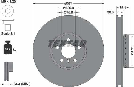 Textar 92266325 - Kočioni disk www.molydon.hr