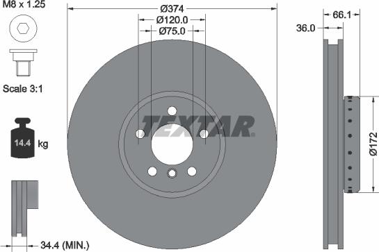 Textar 92266225 - Kočioni disk www.molydon.hr