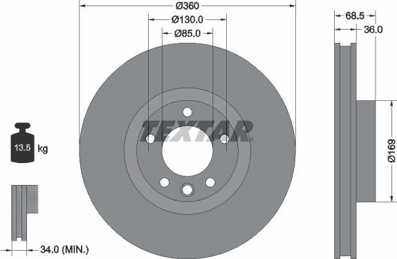 Textar 92219505 - Kočioni disk www.molydon.hr