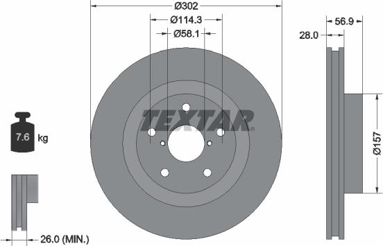 Textar 92286203 - Kočioni disk www.molydon.hr