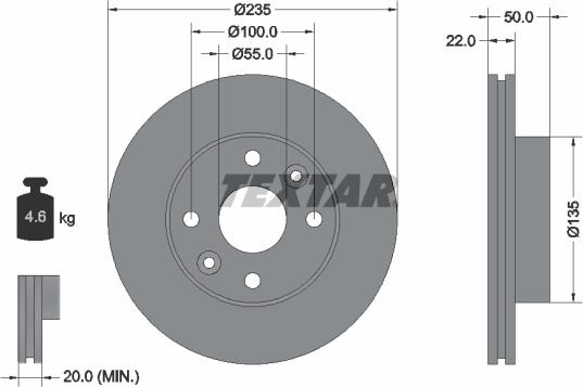 Textar 92288203 - Kočioni disk www.molydon.hr