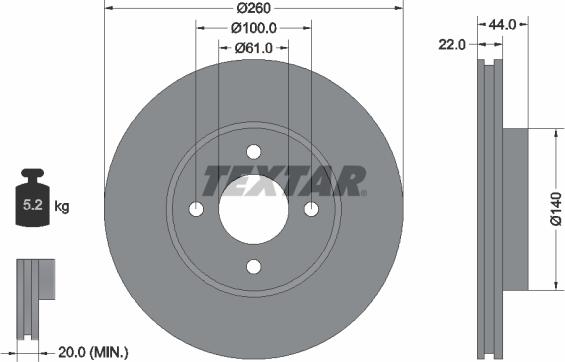 Textar 92239903 - Kočioni disk www.molydon.hr