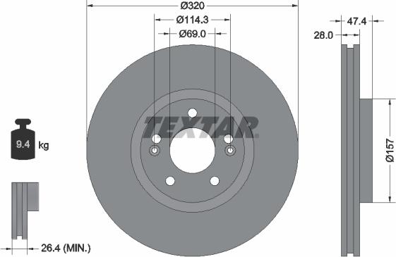 Textar 92237805 - Kočioni disk www.molydon.hr