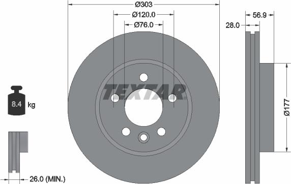 Textar 92228903 - Kočioni disk www.molydon.hr