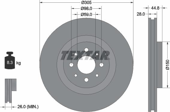 Textar 92228503 - Kočioni disk www.molydon.hr