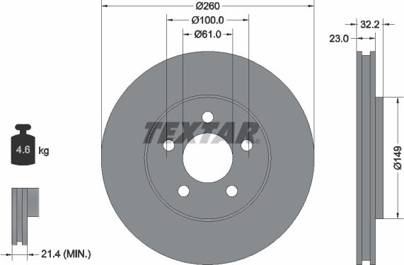 Textar 92271603 - Kočioni disk www.molydon.hr