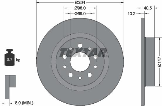 Textar 92271703 - Kočioni disk www.molydon.hr