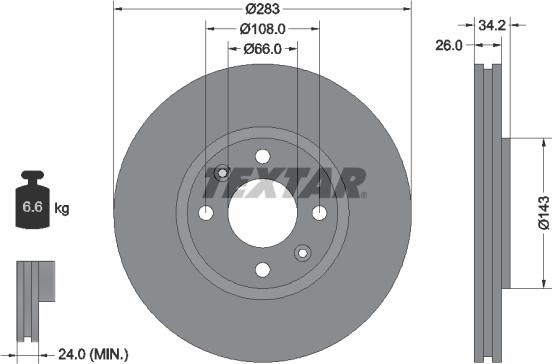 Textar 92111603 - Kočioni disk www.molydon.hr