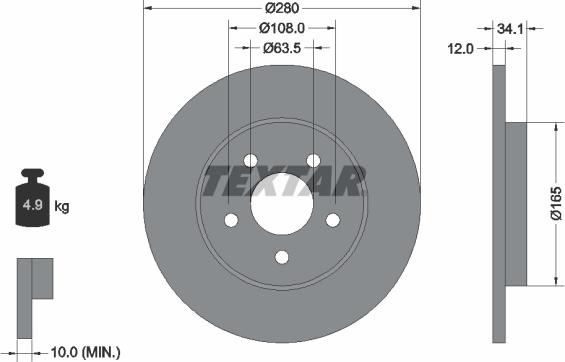 Textar 92109700 - Kočioni disk www.molydon.hr