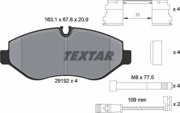 Textar 2919202 - Komplet Pločica, disk-kočnica www.molydon.hr