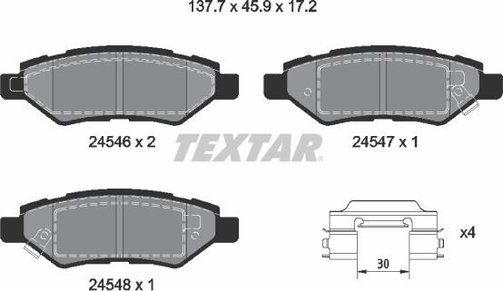 Textar 2454601 - Komplet Pločica, disk-kočnica www.molydon.hr