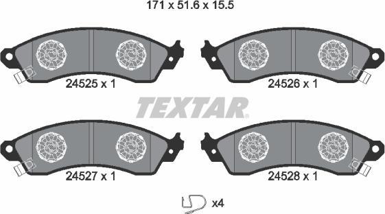 Textar 2452501 - Komplet Pločica, disk-kočnica www.molydon.hr