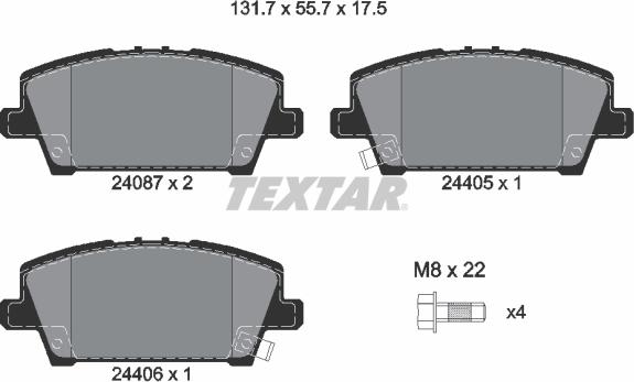 Textar 2408701 - Komplet Pločica, disk-kočnica www.molydon.hr