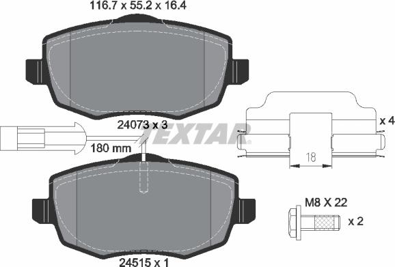 Textar 2407303 - Komplet Pločica, disk-kočnica www.molydon.hr