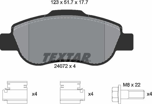 Textar 2407201 - Komplet Pločica, disk-kočnica www.molydon.hr