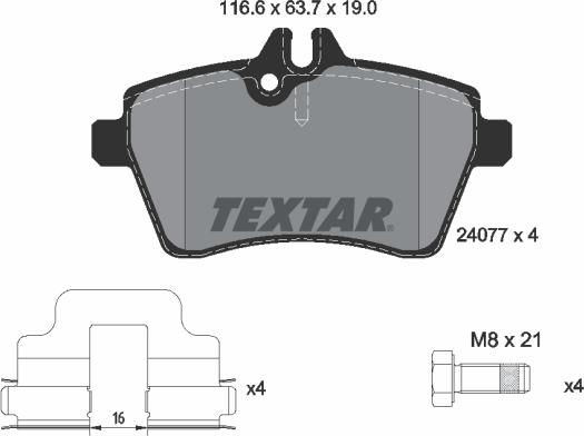 Textar 2407701 - Komplet Pločica, disk-kočnica www.molydon.hr