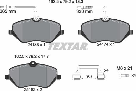 Textar 2413303 - Komplet Pločica, disk-kočnica www.molydon.hr