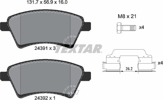 Textar 2439101 - Komplet Pločica, disk-kočnica www.molydon.hr