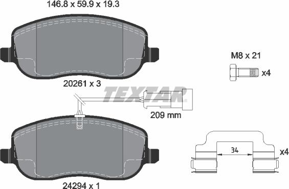 Textar 2429401 - Komplet Pločica, disk-kočnica www.molydon.hr