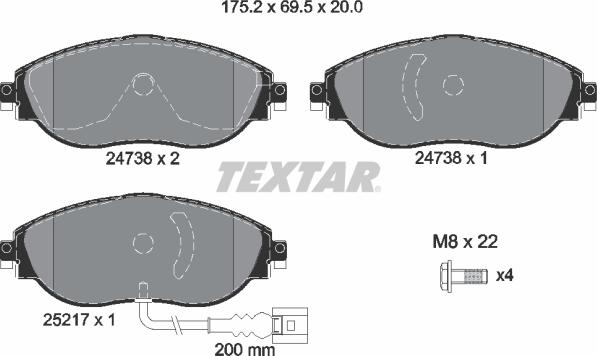 Textar 2473801 - Komplet Pločica, disk-kočnica www.molydon.hr