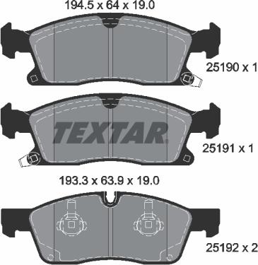 Textar 2519002 - Komplet Pločica, disk-kočnica www.molydon.hr