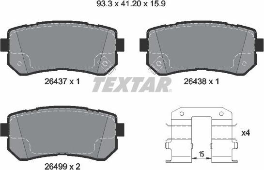 Textar 2643701 - Komplet Pločica, disk-kočnica www.molydon.hr