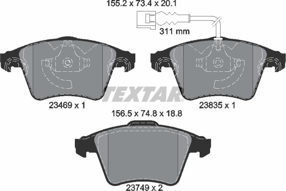 Textar 2346901 - Komplet Pločica, disk-kočnica www.molydon.hr