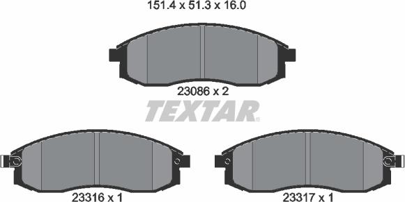 Textar 2308602 - Komplet Pločica, disk-kočnica www.molydon.hr