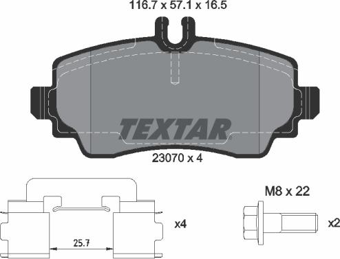 Textar 2307004 - Komplet Pločica, disk-kočnica www.molydon.hr