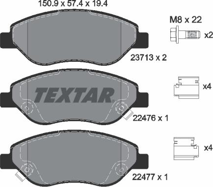 Textar 2247601 - Komplet Pločica, disk-kočnica www.molydon.hr