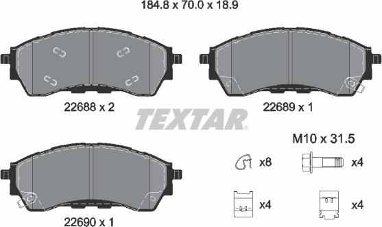 Textar 2268801 - Komplet Pločica, disk-kočnica www.molydon.hr