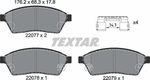 Textar 2207701 - Komplet Pločica, disk-kočnica www.molydon.hr