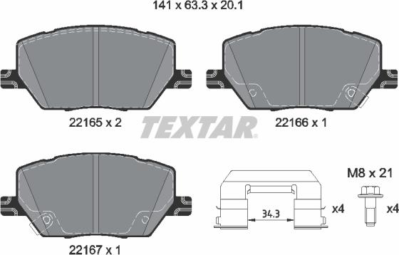 Textar 2216503 - Komplet Pločica, disk-kočnica www.molydon.hr