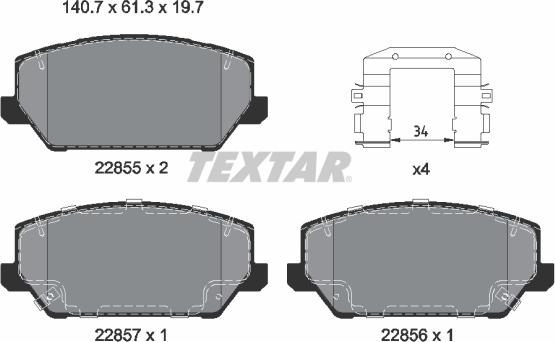 Textar 2285501 - Komplet Pločica, disk-kočnica www.molydon.hr