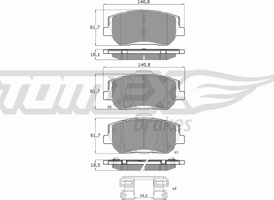 TOMEX brakes TX 60-45 - Komplet Pločica, disk-kočnica www.molydon.hr