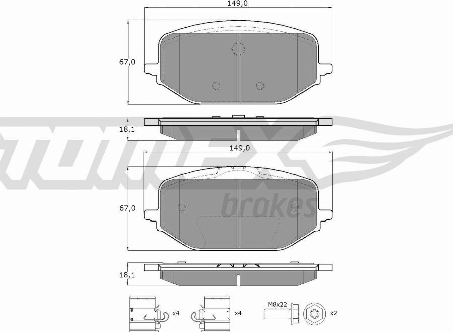 TOMEX brakes TX 60-54 - Komplet Pločica, disk-kočnica www.molydon.hr