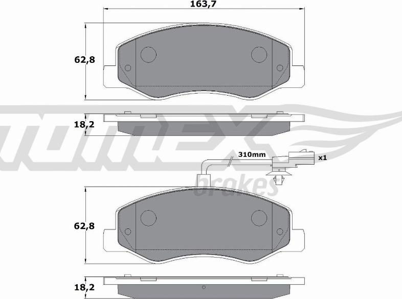 TOMEX brakes TX 16-49 - Komplet Pločica, disk-kočnica www.molydon.hr