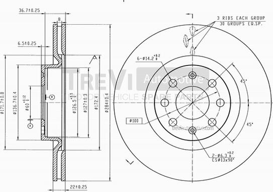 Trevi Automotive BD1095 - Kočioni disk www.molydon.hr