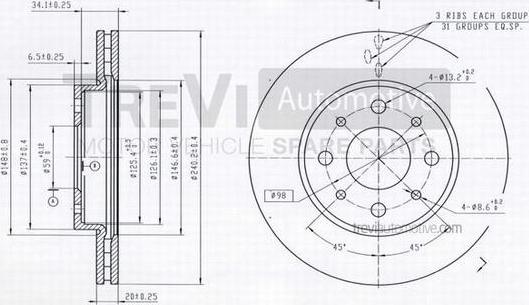 Trevi Automotive BD1143 - Kočioni disk www.molydon.hr