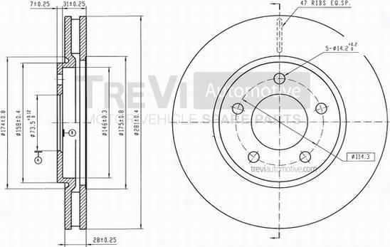 Trevi Automotive BD1162 - Kočioni disk www.molydon.hr