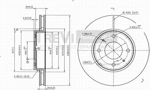 Trevi Automotive BD1127 - Kočioni disk www.molydon.hr