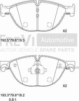 Trevi Automotive PF1445 - Komplet Pločica, disk-kočnica www.molydon.hr