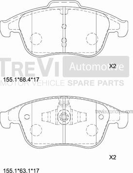 Trevi Automotive PF1404 - Komplet Pločica, disk-kočnica www.molydon.hr