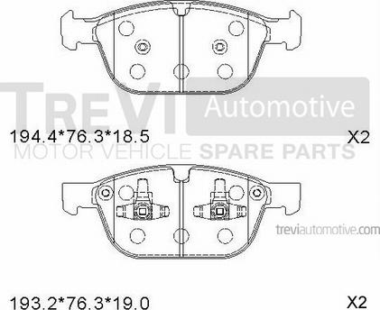 Trevi Automotive PF1433 - Komplet Pločica, disk-kočnica www.molydon.hr