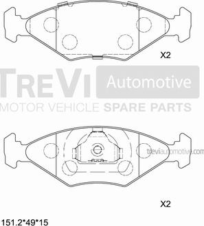 Trevi Automotive PF1539 - Komplet Pločica, disk-kočnica www.molydon.hr