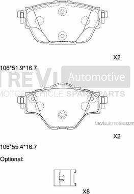 Trevi Automotive PF1522 - Komplet Pločica, disk-kočnica www.molydon.hr